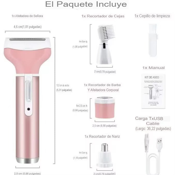 Depiladora femenina 4 en 1: GlowShave 4 en 1