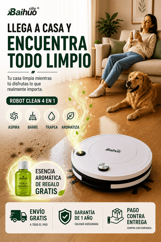 Robot aspiradora aromatizador 4 en 1 + Esencia aromatica 🎁