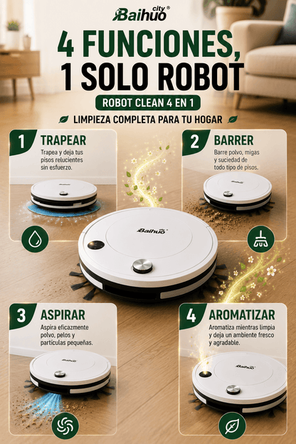 Robot aspiradora aromatizador 4 en 1 + 2 Limpiatodos+ Esencia aromatica 🎁