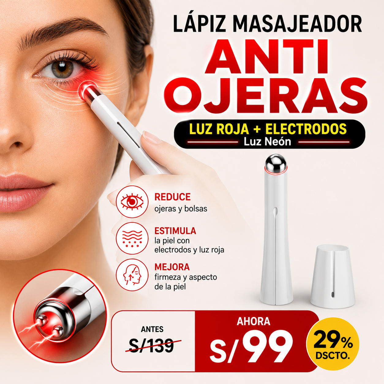 Lapiz masajeador Anti ojeras