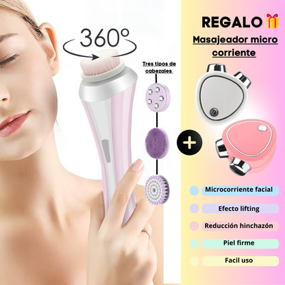 Cepillo de limpieza facial electrico+masajeador microcorriente🎁